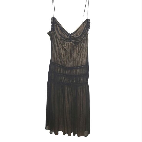 Vtg Max Studio Special Edition Whimsigoth Black Mesh Overlay Nude Dress Sz M - Picture 1 of 10